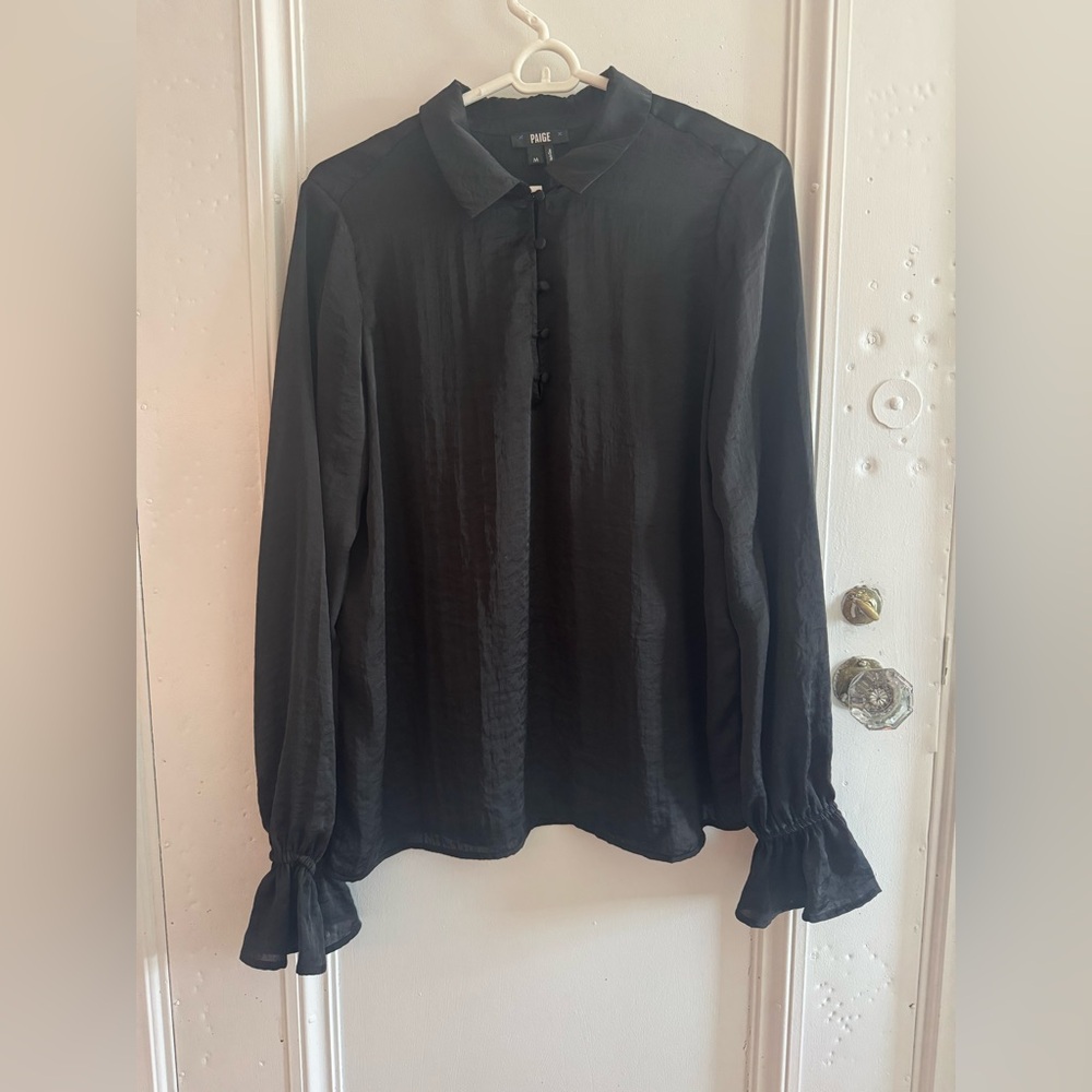 PAIGE Black Ruffled Long Sleeve Blouse